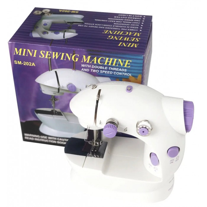 Швейная машинка портативная Mini Sewing Machine SM-202A с адаптером фиолетовая