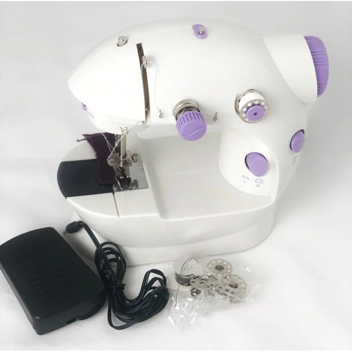 Швейная машинка портативная Mini Sewing Machine SM-202A с адаптером фиолетовая